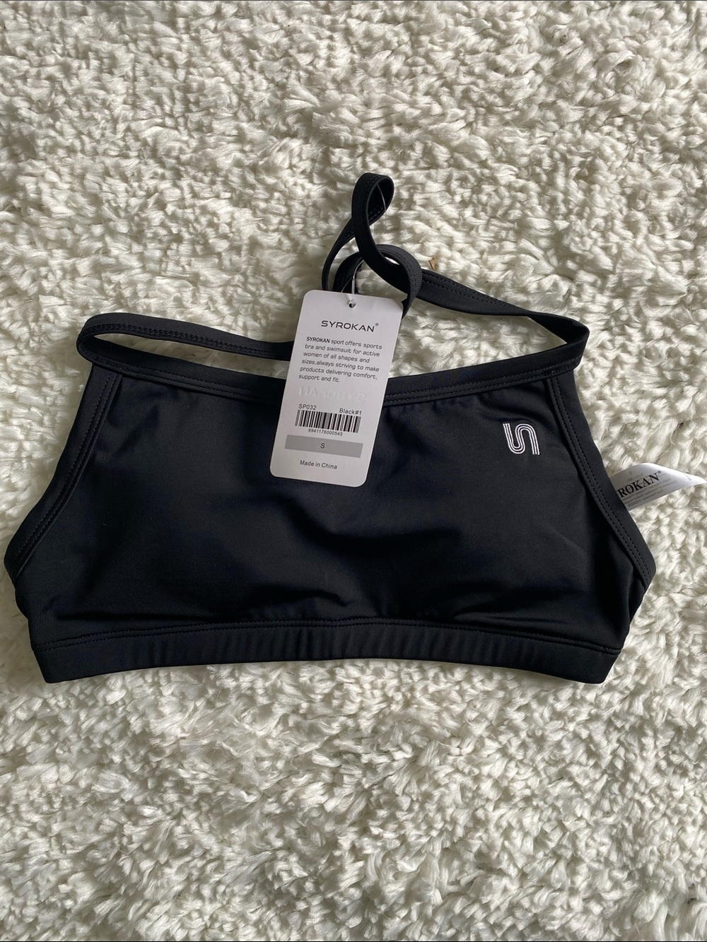 Syrokan Black Sports Bralette with Thin Straps
